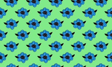 Elle çizilmiş çiçek başlarıyla kusursuz desen. Tekstil ve kumaş deseni. Çiçek tasarım elementi. Bahar ve yaz sembolü