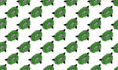 Elle çizilmiş çiçek başlarıyla kusursuz desen. Tekstil ve kumaş deseni. Çiçek tasarım elementi. Bahar ve yaz sembolü