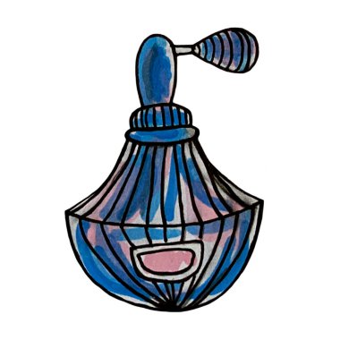 Parfüm şişesinin el çizimi illüstrasyonu. Güzellik ve moda aksesuarı