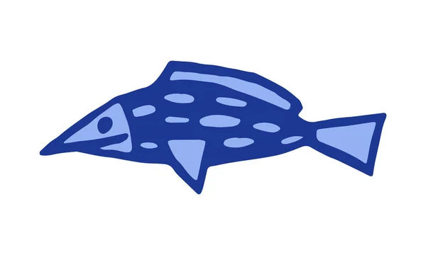 手工绘制的鱼的矢量图解 在白色背景下孤立的海洋生物的涂鸦轮廓 给孩子们画可爱的图画 设计要素 — 图库矢量图片