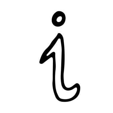 Bilgi web simgesinin el çizimi vektör taslağı. Web sitesi ve sosyal ağ tasarım elemanı. İnternet düğmesi şablonu. Küçük harf I