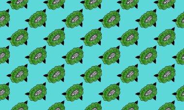 Elle çizilmiş çiçek başlarıyla kusursuz desen. Tekstil ve kumaş deseni. Çiçek tasarım elementi. Bahar ve yaz sembolü