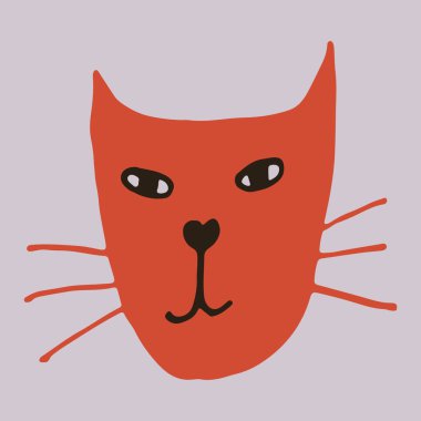 Kedi yüzünün el çizimi vektör çizimi