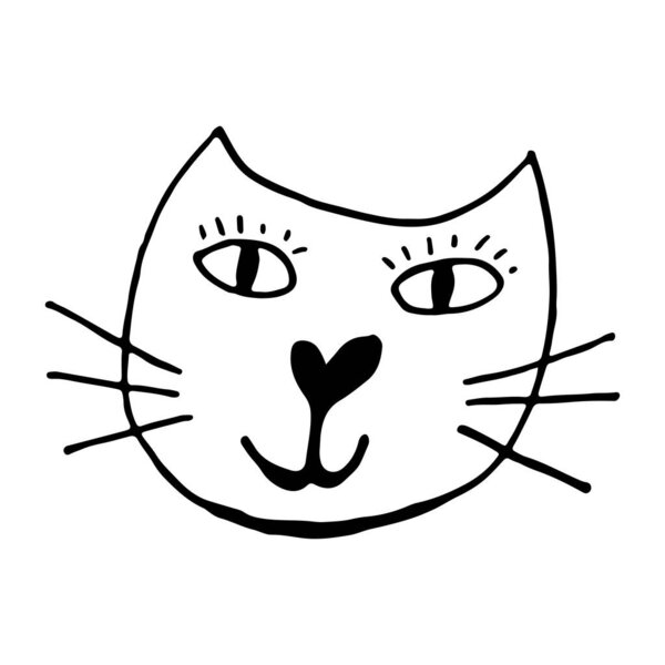 Hand drawn vector illustration of cat face