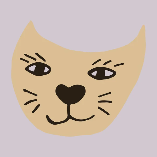 Ručně kreslené vektorové znázornění kočičí tváře — Stockový vektor