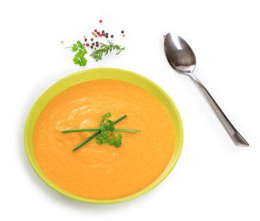 beyaz zemin üzerine çorba