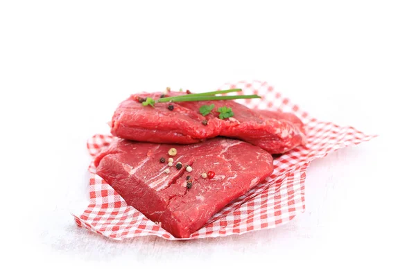 Filete Carne Cruda Aislado Sobre Fondo Blanco —  Fotos de Stock