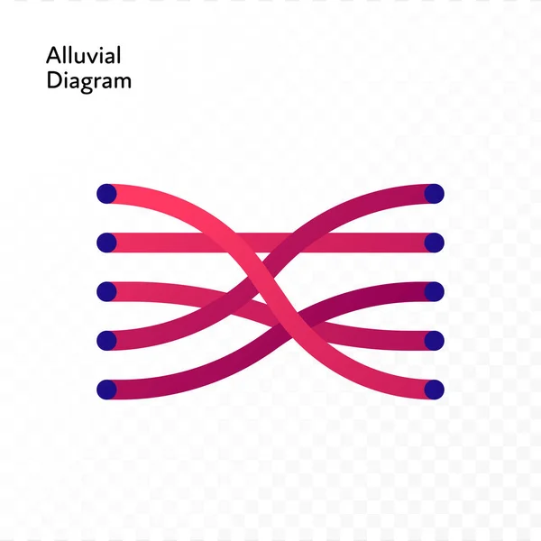 Infografikai Tervezési Elem Gyűjtemény Vektor Lapos Színű Illusztráció Alluviális Diagram — Stock Vector