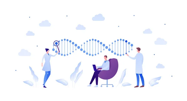 Vědecká Genetická Laboratoř Genová Analýza Konceptu Vektorová Plochá Osoba Ilustrace — Stockový vektor