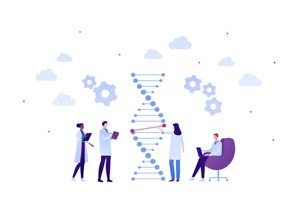 Wetenschappelijk Genetisch Laboratorium Gen Editing Concept Vector Platte Persoon Illustratie — Stockvector