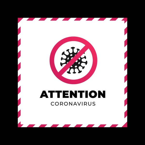 Coronavirus Pandemic Attention Concept Vector Flat Illustration Red Square Banner — Stock Vector