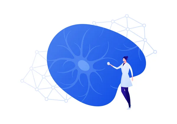 Neurologi Vetenskap Och Hjärnforskning Koncept Vektor Platt Person Illustration Kvinnlig — Stock vektor