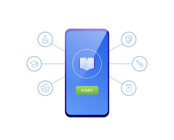 Formazione Line Concetto App Web Mobile Illustrazione Piatta Vettoriale Smartphone — Vettoriale Stock