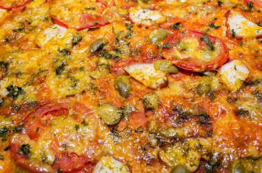 dilim pizza makro arka plan farklı dolguları ile