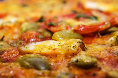 dilim pizza makro arka plan farklı dolguları ile