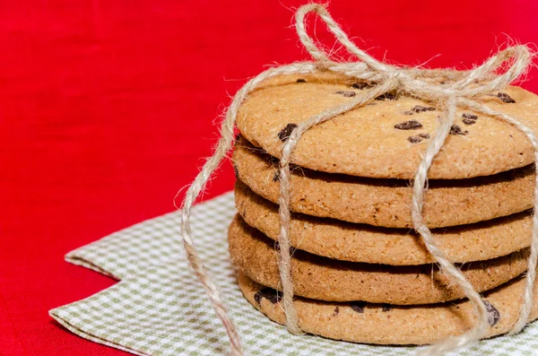 Stack of cookies associated rope close-up shot — Stock Photo, Image