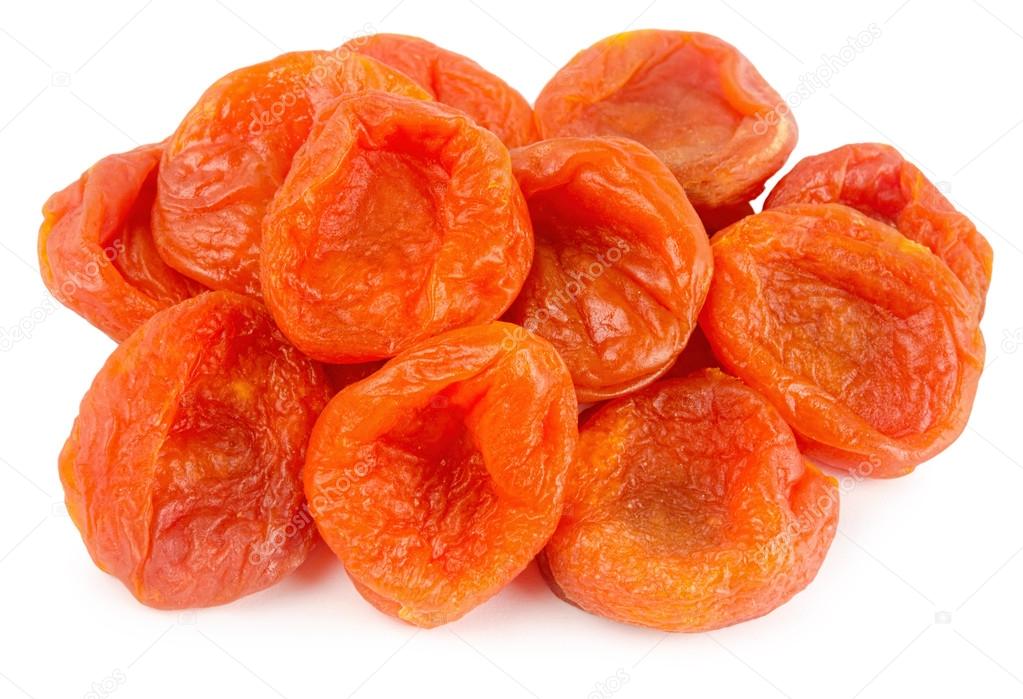 fresh vitamin dried apricots isolated on white background