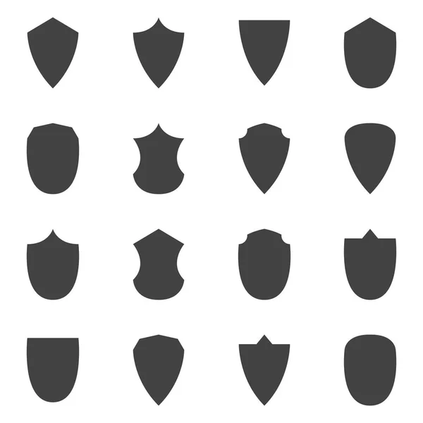 Vector Black Shields set on white background — Stock Vector