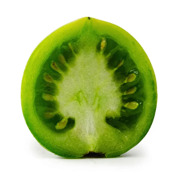 고립 된 흰색 바탕에 녹색 토마토 — 스톡 사진