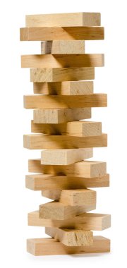 Beyaz Ahşap yapı tuğla üzerinde izole