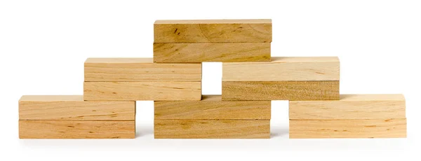 Parede de tijolos de jogo de madeira — Fotografia de Stock