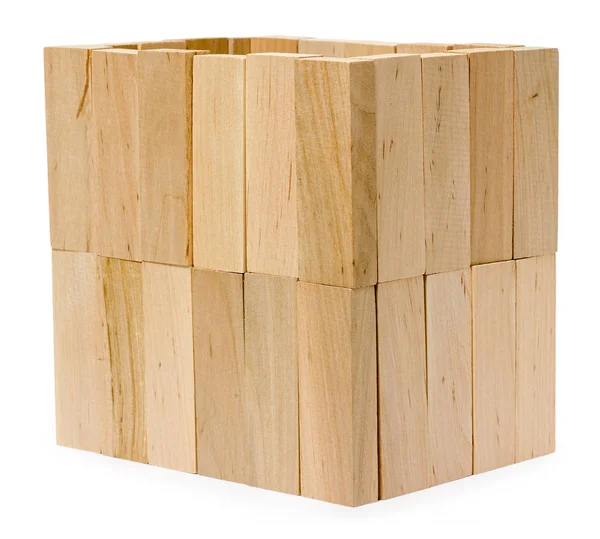 Isolado na estrutura de madeira branca de tijolos — Fotografia de Stock