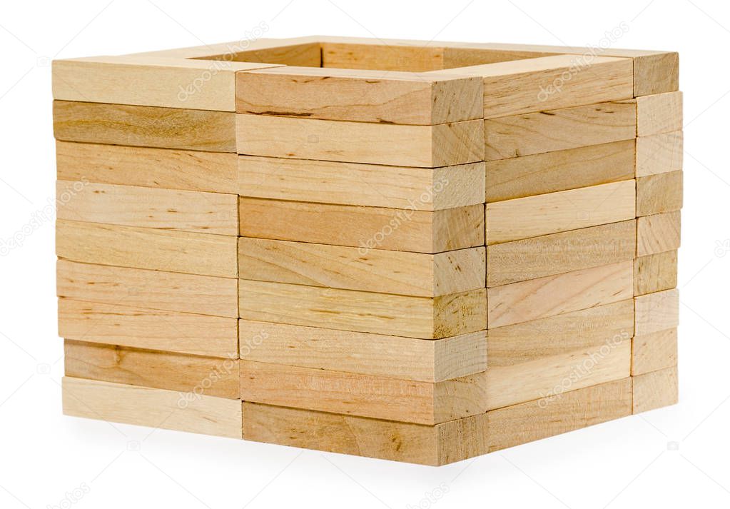 Isoliert auf weißer Holzstruktur aus Ziegeln - Stockfotografie