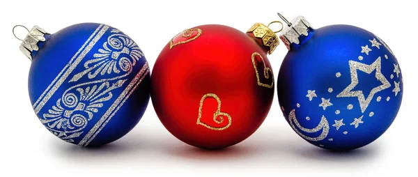 Conjunto de brinquedos brilhantes para a árvore de Natal e design de interiores — Fotografia de Stock