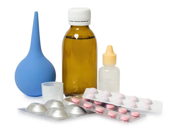 Set van geneesmiddelen voor de behandeling van diverse aandoeningen en symptomen. — Stockfoto