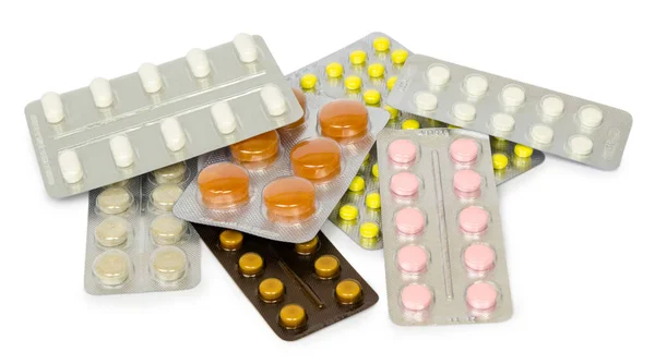 Set di farmaci per un rapido recupero e sostenere la vita. Isolato — Foto Stock