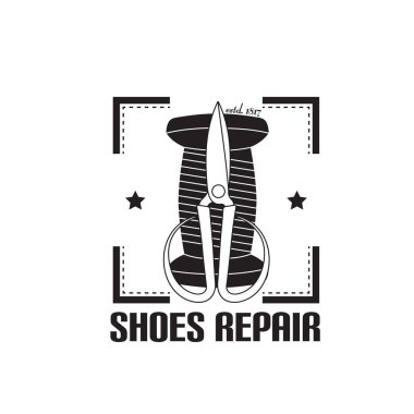 ayakkabı tamir hizmetleri logo vektör görüntüsü. Konsept atölye tamir için