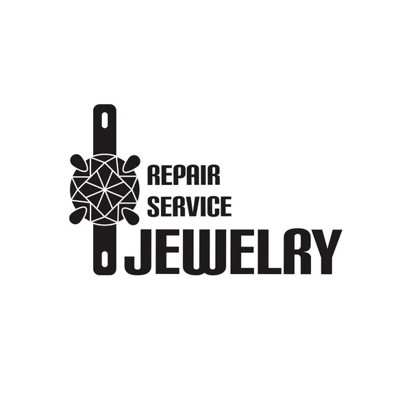 Imagen vectorial del servicio de joyería logo. Concepto de moda para taller de reparación o mantenimiento de productos de joyería — Vector de stock