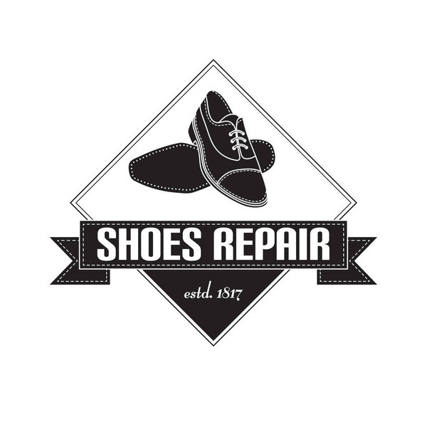 векторное изображение логотипа услуг по ремонту обуви. Концепция ремонта цехов
