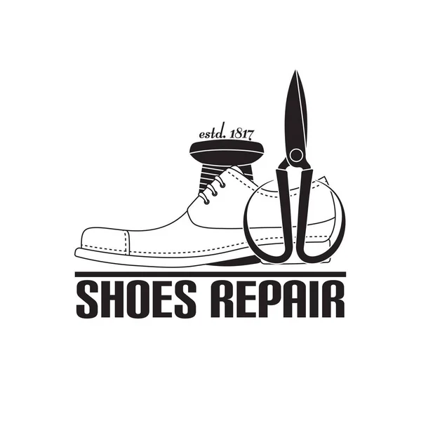 Vektorbild des Logos der Schuhreparaturdienste. Konzept für Werkstatt-Reparatur — Stockvektor