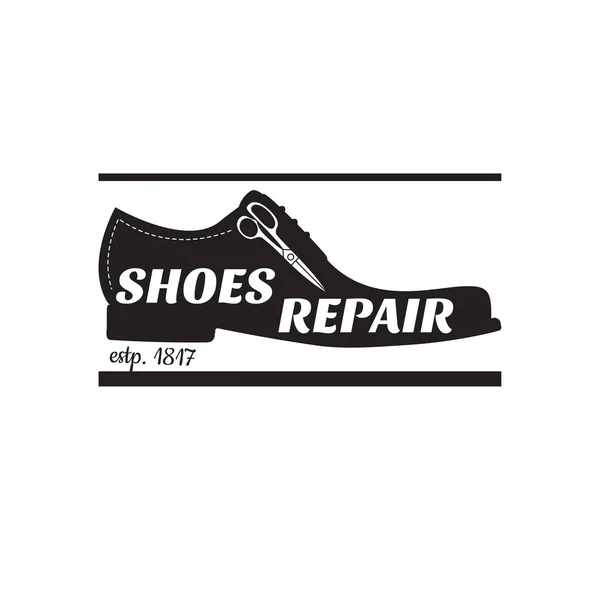 Imagen vectorial del logotipo de los servicios de reparación de zapatos. Concepto para la reparación del taller — Archivo Imágenes Vectoriales