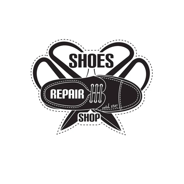 Imagen vectorial del logotipo de los servicios de reparación de zapatos. Concepto para la reparación del taller — Vector de stock