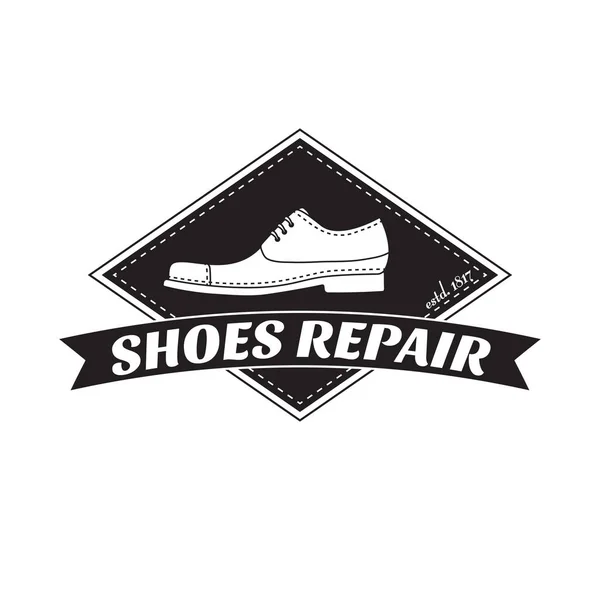 Imagen vectorial del logotipo de los servicios de reparación de zapatos. Concepto para la reparación del taller — Vector de stock