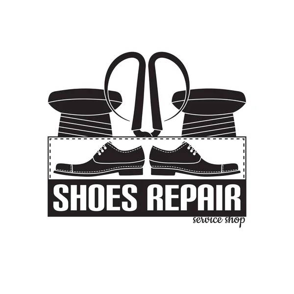 Imagen vectorial del logotipo de los servicios de reparación de zapatos. Concepto para la reparación del taller — Vector de stock