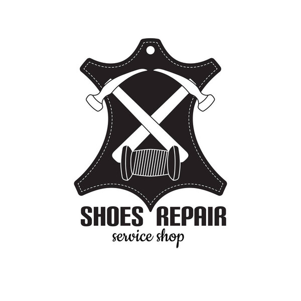 векторное изображение логотипа услуг по ремонту обуви. Концепция ремонта цехов

