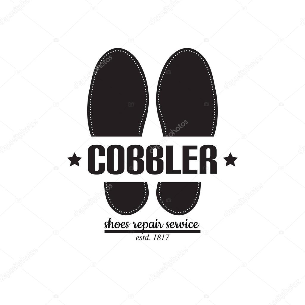 Vector image of logo of shoe repair services. Trendy concept for workshop repair or restoration of leather goods