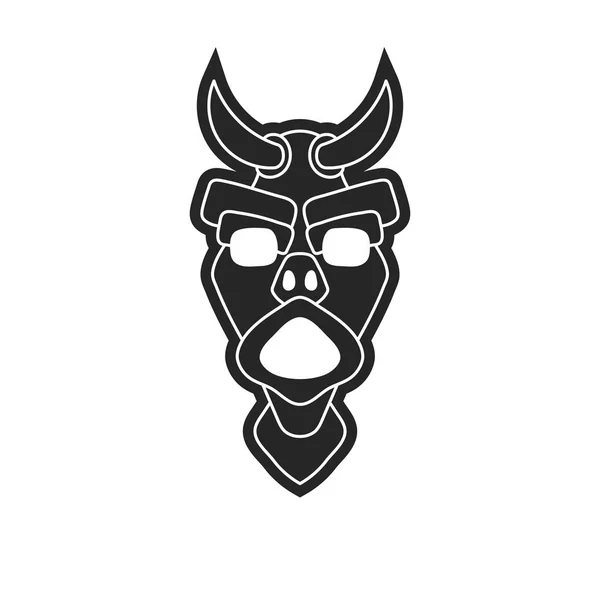 Ancient tribal mask in black and white style — Stock Vector