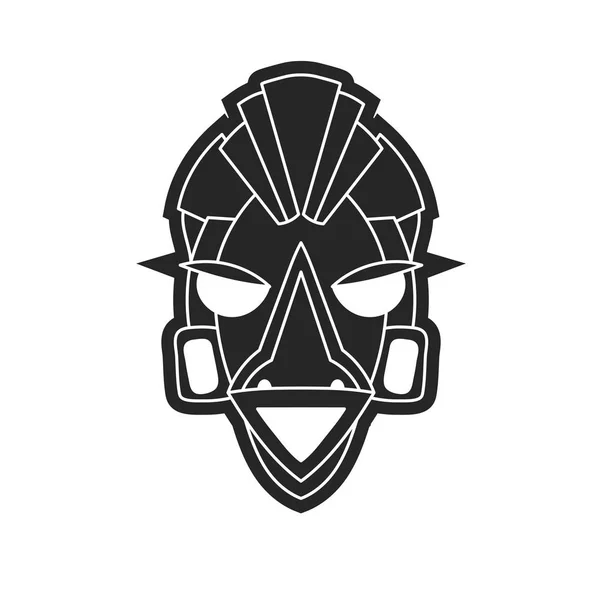 Стародавня племінна маска в чорно-білому стилі — стоковий вектор