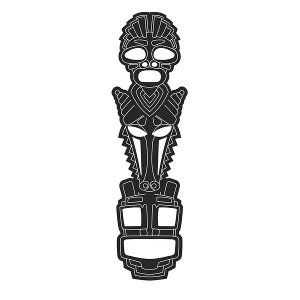 黒と白のスタイルの古代部族マスク — ストックベクタ
