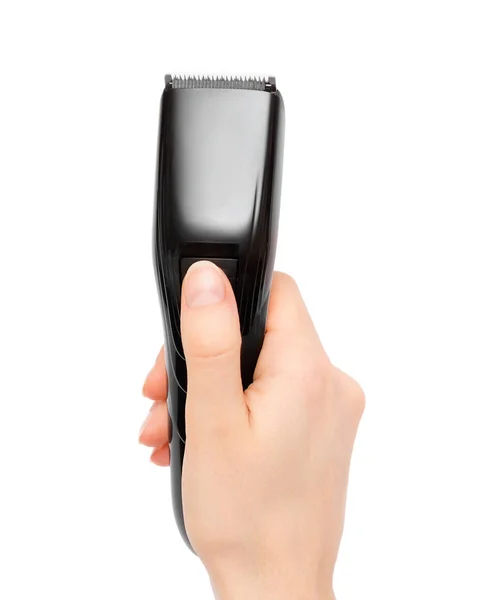 Woman hand holding barber trimmer. — Stock Photo, Image