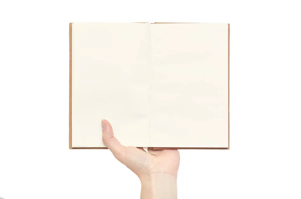 아름 다운 여성 손 주 책입니다. 흰색 배경에 고립 — 스톡 사진