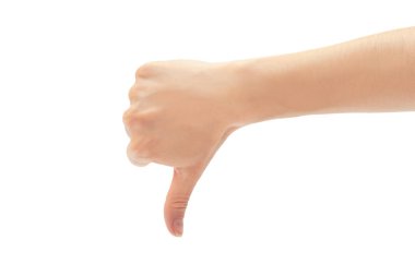 Güzel el kötü veya hiçbir hareket. Beyaz arka plan üzerinde izole