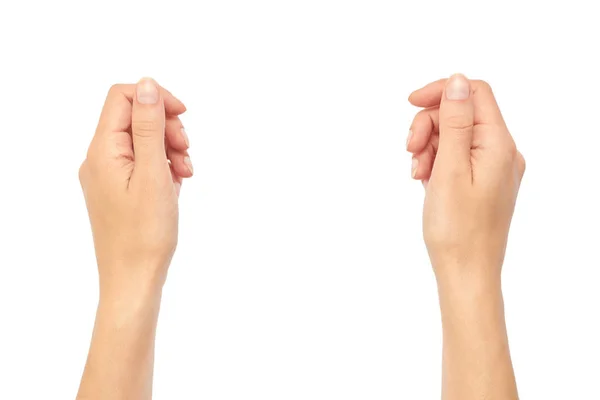 Bir kadın eli, tutar ve tutmak jesti. Beyaz arka plan üzerinde izole