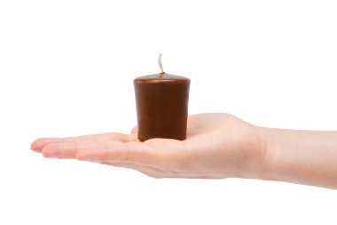 el tutma mum. Beyaz arka plan üzerinde izole