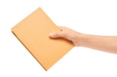 Beyaz arka plan üzerinde izole defter tutan el