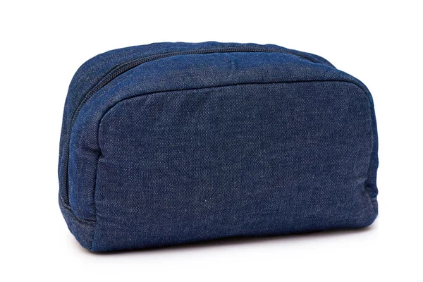 Голубые джинсы сумка изолированы на белом фоне — стоковое фото
